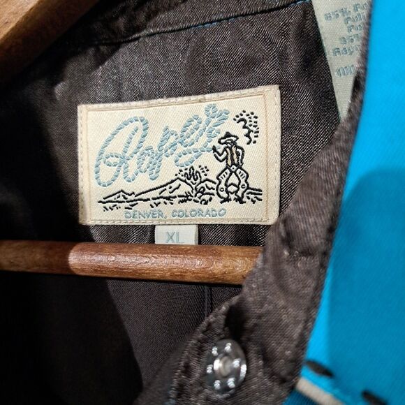 ROPER Embroidered Western XL Ladies Dress Shirt NWT Brown with Blue - Picture 7 of 12